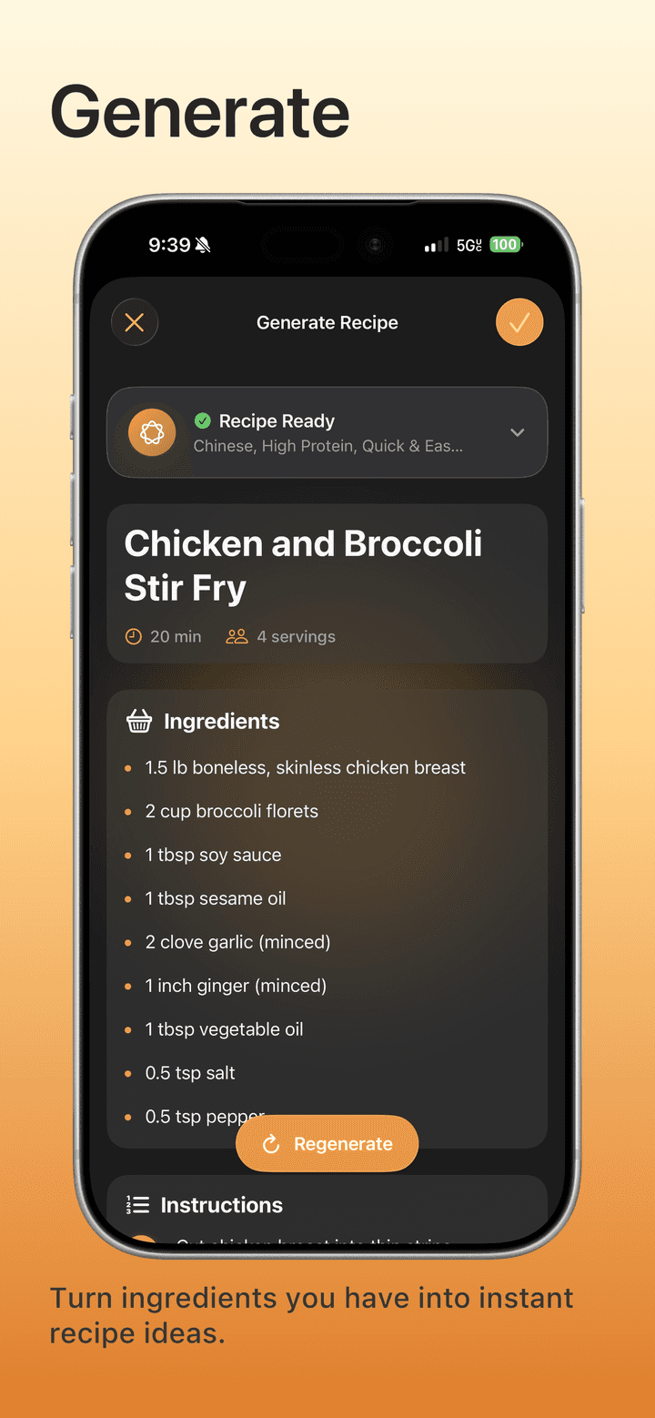 Generate fresh recipe ideas