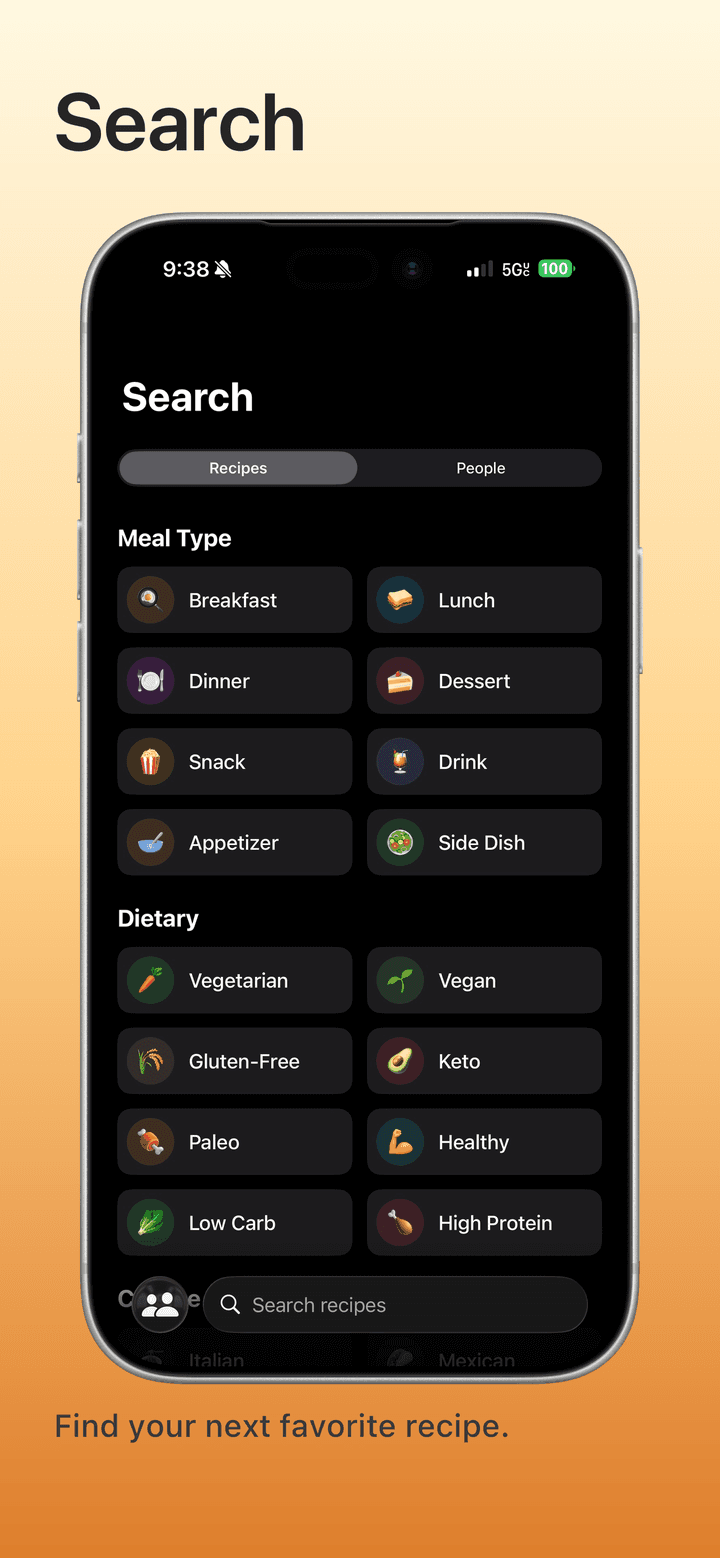 Discover recipes fast