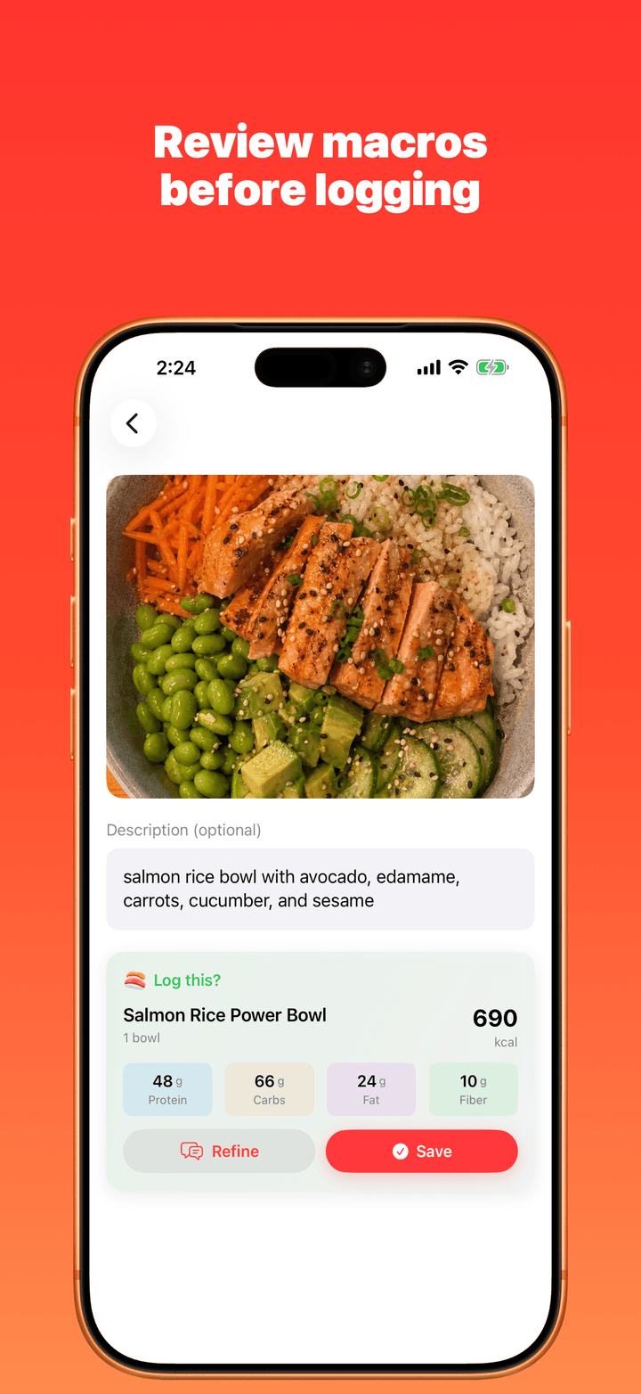 Review food before logging