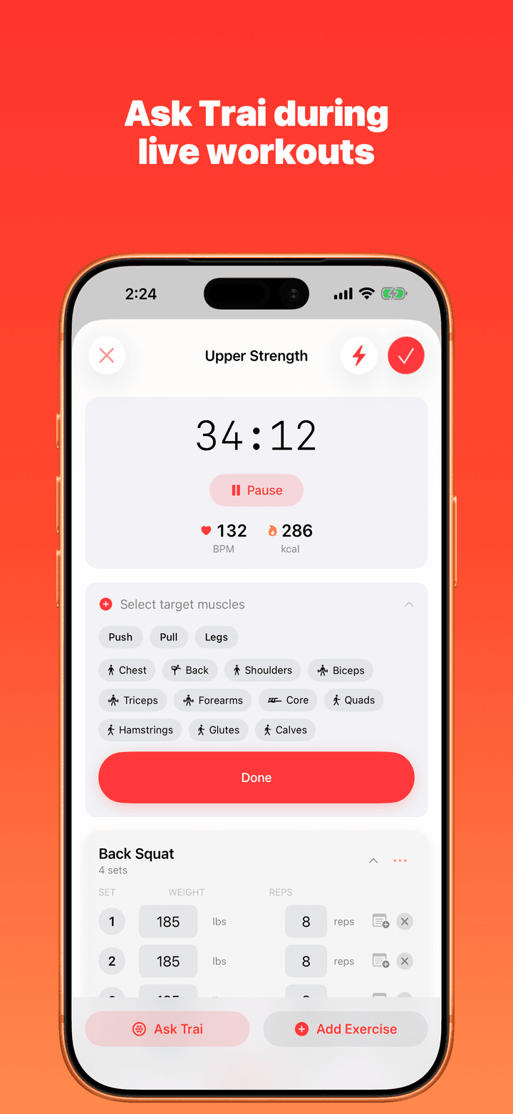 Live workout tracking