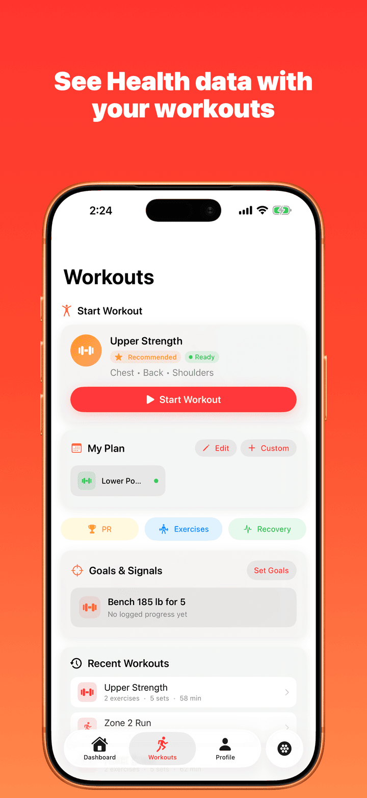 Adaptive workout plan